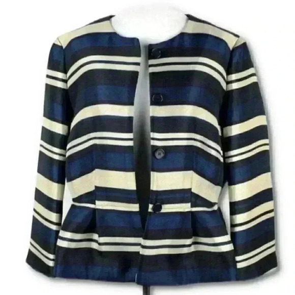 Ann Taylor Jackets & Blazers - New Ann Taylor blazer sz 10 stripes peplum career
